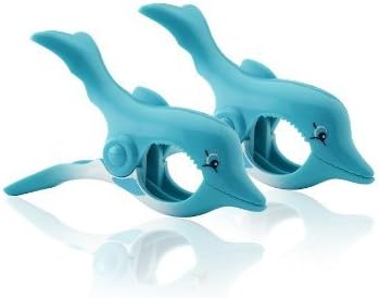 THE ITSA Pair of sun lounger, Beach and Garden Boca style towel clips - DOLPHIN DESIGN