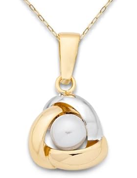 Miore Damen-Halskette 9 Karat 375 Gelbgold knot Perle weiß MA9024N