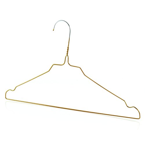 50 Drahtkleiderbügel verzinkt mit goldener Kunststoffbeschichtung, ca. 40,2 cm breit Hangerworld - 3