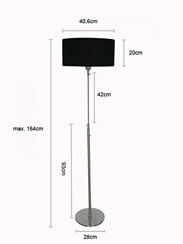 Design Stehleuchte mit schwarzem Lampenschirm, 164 cm, Kaja FL, 10262 - 7
