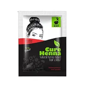 Cure Herbal Henna-Based Hair Color For Naturally Black, Shiny, and Silky Hair with Herbal Ingredients, 200 Grams (5 Packets of 40 Grams)