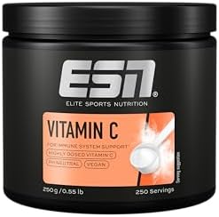 ESN Vitamina C, 250 g in polvere, ad alto dosaggio, facilmente solubile, senza acidi e tamponata, vegana - prodotta in Germania