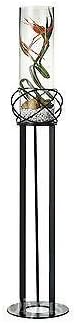 Oriana Stunning Black Floor Standing Candle Holder in Clear Glass