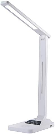 Eye-Caring Table Desk Lamp with Wireless Charger for iPhone X 8, Samsung, Galaxy, Office Light with USB Port, 5 Color Mode &7 Brightness Level Touch Control, Timer, Boxed (White)