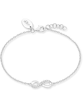 s.Oliver Damen-Armband 17+2 cm mit Infinity Unendlichkeitszeichen-Anhänger 925 Silber rhodiniert Zirkonia weiß