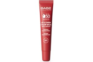 LABORATORIOS BABE Laboratorios Babé LIP & CHEEK SPF 50 Rot – Fotoprotektor-Balsam in Rotton | Hoher Sonnenschutz LSF 50 | Feuchtigkeitsspendend und natürlicher Volumeneffekt | für Lippen und Wangen