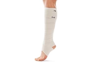 TOROS GROUP MANUFACTURE TOROS-GROUP Bandage enveloppant flexible Bande de Crepe élastique bandage de corps pour la compression avec 2 agrafes Сontre les jambes enflées Pour un long voyage fatigant - 8cm x 3,5m Beige