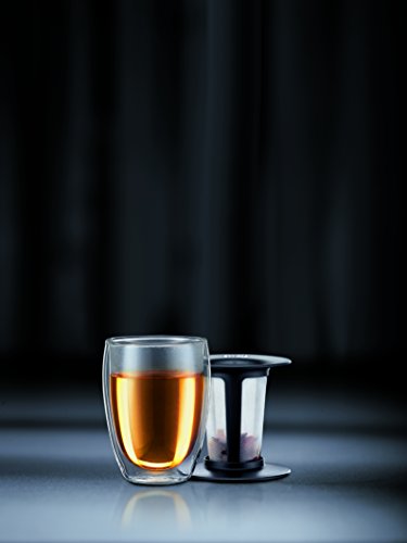 Bodum TEA FOR ONE Teeglas mit Kunststofffilter (Doppelwandig, Isoliert, 0,35 liters) schwarz - 5