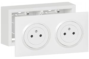 Legrand - Kit double prise de courant 2P+T Surface dooxie 16A précâblées livrée avec cadre pour montage en saillie finition blanc
