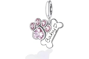 Mar's Designs - Charm Pandora Style | Colgantes mujer Plata de Ley | Compatibles Pulsera Pandora Charm Plata | Regalos Madre | Regalos para tu Novia originales, Huella Perro y Hueso