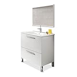 meuble sous lavabo 45 cm El mueble de lavabo Urban destaca por su diseño moderno y elegante, podrás combinarlo en cualquier baño. Compuesto por un módulo que incluye una puerta superior abatible y un cajón en la parte inferior, además también incluye el espejo del mismo acabado