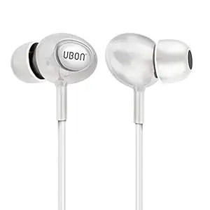 ubon Earphones Universal Perfume GPR 411 Earphone with mic Wired Hi-Resolution Audio Deep Bass Ergonomic Sweatproof Earbuds for All Smartphones Dynamic 10mm Driver, (White)