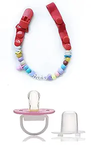 Baby Soother with Chain 1Pcs Baby Pacifier Clips Children for Baby Present Baby Clip Nipple Clips Newborn Dummy Holder for Teethers (Pack of 1) Soother (Multicolor) DL-01125