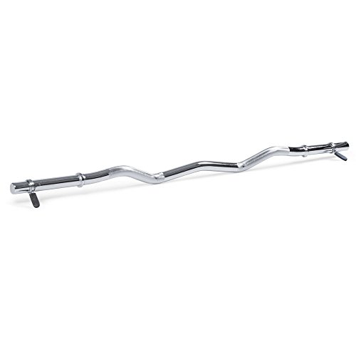 ScSPORTS SZ-Stange Curlstange 120 cm, massiver verchromter Stahl 7 kg, Durchmesser 30 mm, inklusive 2x Schnellverschluss/Federverschluss