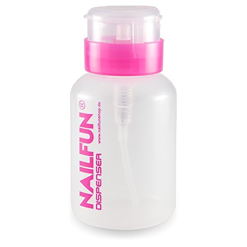 Dispenser / Pumpflasche / Flüssigkeitsspender Pink / transparent (leer) Fassungsvermögen ca. 200ml für Cleaner, Nagellackentferner usw. - 2