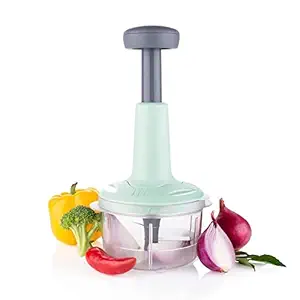 Amar Impex Plastic 650ML Manual Speedy Hand Press Food Chopper BPA Free Stainless Steel Blade Onion Chopper for Vegetables Fruits Nuts - Multicolor (Push Chopper)