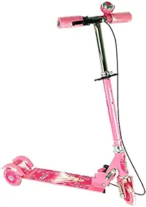 Valida Enterprises 3 Wheeler Foldable Kick Scooter Cycle with Brake and Bell, LED on Wheels and Height Adjustable Scooter | Kids Ride On Leg Push Scooter for Boys and Girls (3 to 6 Years Kids)