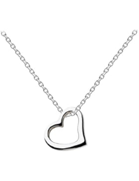 Dew Damen-Halskette, Sterling-Silber 925, vergoldet, offenes Herz, 45,7 cm