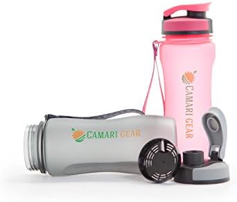 Camari Gear Sports Water Bottle - 600ml - 20oz - Eco Friendly &amp; Non Toxic BPA-Free Tritan Plastic - For Running, Gym, Yoga, Hiking, Cycling, Outdoors and Camping - Fast Water Flow, Flip Top, Opens With 1-Click - Reusable with Leak-proof Lid (Grey)