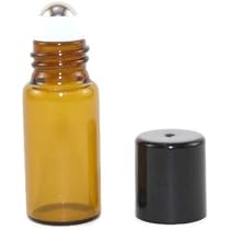24 Roll-on Flaschen Aus Bernstein-Glas – 3 Ml, Mit Edelstahl-Rollerball & Schwarzem Deckel