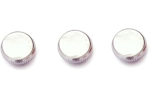 Alnicov Botones de dedo de trompeta con incrustaciones de concha blanca, plateados, 3 piezas