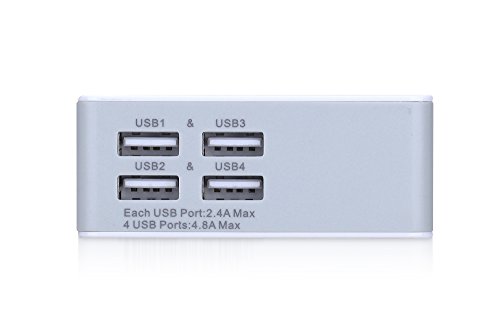 ednet Universal USB Reise Ladeadapter / Ladegerät, 4-Port, max. 5V/4.8A, 3 Stecker EU/US/UK, weiß - 3