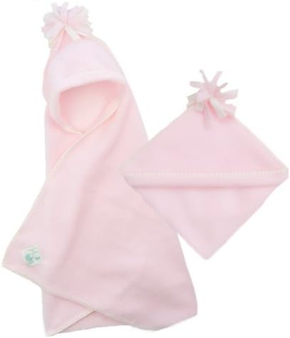 Tuppence and Crumble soft fleece hooded baby blanket wrap Pale Pink