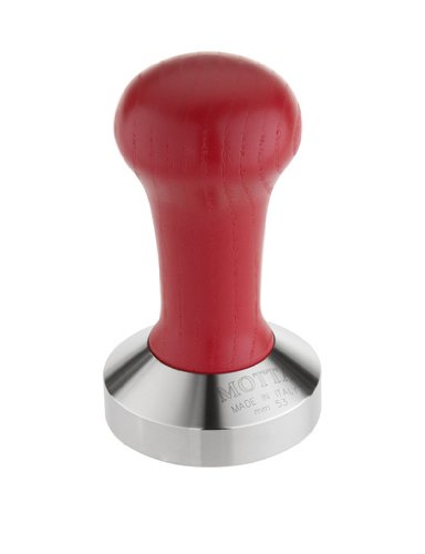 Motta 8140/R Professional Flat Base Coffee Tamper, 53mm, Red Handle by Motta