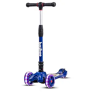 Baybee Scooter for Kids, 3 Wheel Kids Scooter Smart Kick Scooter with Foldable & Height Adjustable Handle & Extra-Wide LED PU Wheels & Brake, Skate Scooter for Kids (ST4-DARKBLUE)