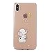 Produktbild Sycode Schutzhülle Transparent für iPhone XS Max 6.5",[Liquid Crystal] Weiß Elefant Herz Rückseite Handytasche Lustig Schlank Bumper Etui Cover für iPhone XS Max 6.5"-Weiß Elefant Herz
