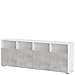 Produktbild Wellemöbel Jugendzimmer Concrete, Raumteilendes Sideboard mit 4 Türen und Fächern, Beton/Weiß