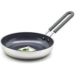 GreenPan CC001079-001 Mini Poêle Ronde, Acier Inoxydable, Argent, 14 cm