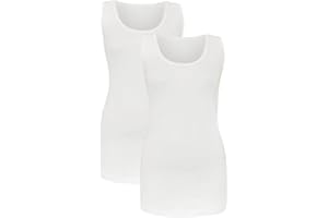 CHAAL 2 Women's Ribbed Cotton Vest Tank Top Stretchy Casual Shirt Classic Vest Woman Summer Vest Ladies Sleeveless Cotton Camisole T-Shirt Style Multipack Tank Top (Pack 2)