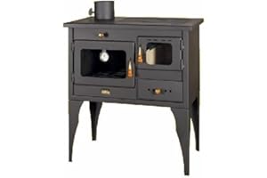 PRITY 95 LTD Estufa de leña con salida de chimenea izquierda, potencia de calefacción de 10 kw, estufa de combustible sólido con horno