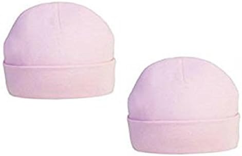 Just Too Cuddly 2 x Baby Babies Beanie Hats Boys Girls 2 Pack 100% Soft Cotton Newborn Or 0-3 Months (2 Pack Pink New Born)