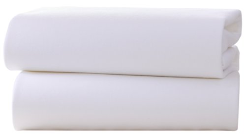 Clair de Lune Cot Cotton Jersey Fitted Sheets (Pack of 2, White)