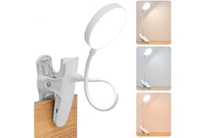 COLEXY Lampara Pinza Lampara Escritorio con Pinza, 3 Colores y Brillo Ajustable LED Luz Lectura, USB Lámpara de Escritorio, Lámpara Mesa pare Estudio Leer Cama, Lampara Lectura Cama con Flexo Pinza Cabecero