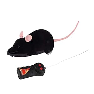 MICH Control Remoto inalámbrico Ratón Simulación de plástico Animales Rata electrónica Divertido Movimiento Ratones Juguete Mascota Gato Juguete – Negro