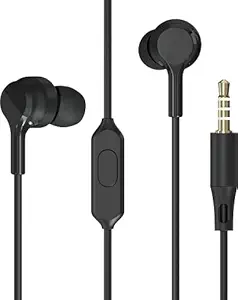 ZEBRONICS Zeb-BRO PRO in Ear Wired Stereo Earphones with Mic, 3.5mm Audio Input Jack, 10mm Drivers, in-Line Mic, 1.2 Metre Cable (Black)