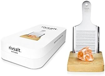 RIVSALTKITCHEN Large Salt Grater with large Himalayan rock Salt and Fine Oak Plate