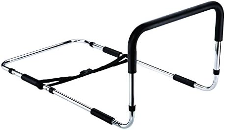 MEDICAL MOBILE Height Adjustable Easy Grip Bed Support Handle/Bed Side Rail, Chrome, 51 x 94 x 43-53 cm