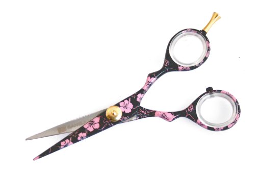 Professional Pink Hairdressing Scissors 5 inch (12 cm), Beautiful Flowers