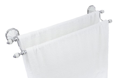 modona 61 cm Doppel-Handtuchstange – weiß Porzellan & Chrom poliert – Flora Serie – 5 Jahr Vorteil - 3