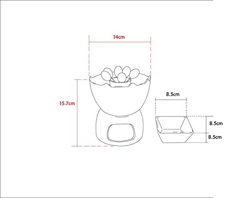 Malacasa, Serie Favor, 14-teilig Porzellan Schokofondue Set Fondueset Porzellan Schokoladenfondue Fonduetopf mit 6 Fondue Schälchen 6 Fonduegabeln für 6 Personen - 8