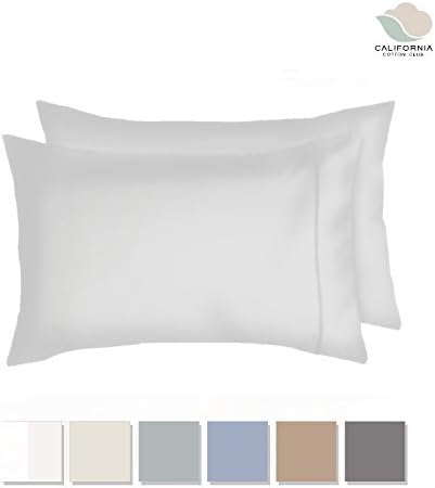 California Cotton Club, 600 Thread Count Pillowcases, Set of 2 Qty's 100% Long-Staple Combed US Cotton, Marrow-Stitch Hem, Soft Sateen Weave Pillowcases (Quite White, King)