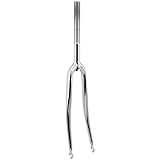 28' Vicma - Fourche Vélo Course Acier Chromé Tête Pentée Dimension 700C 1 Pouce Diam 22,2 Filetée - Argenté