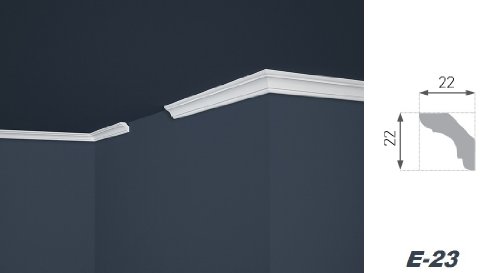 20 Meter Eckprofile Styroporleisten Stuck Dekor hart 22x22mm, E-23 - 2