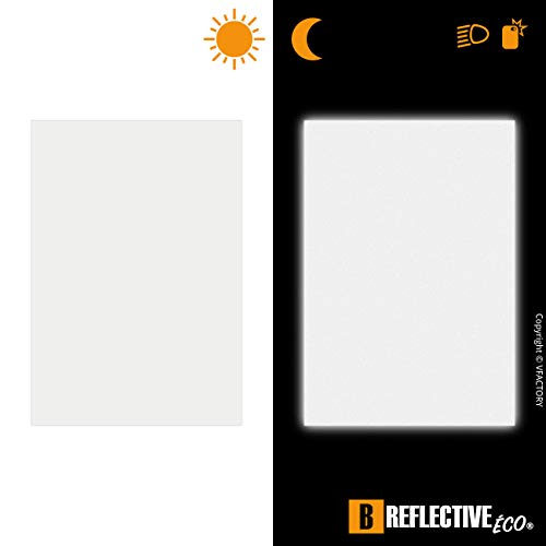 B REFLECTIVE, (Lot de 2 Feuille Autocollant rétro réfléchissant à découper, Visibilité de Nuit, Adhésif Universel de signalisation Casque Moto/Scooter/Vélo/Poussette, 20 x 30 cm, Blanc