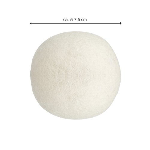 Trocknerbälle merino balls – 6 große Wollbälle aus reiner neuseeländischer Schafwolle für schnelle Trocknung und weiche Wäsche - 6