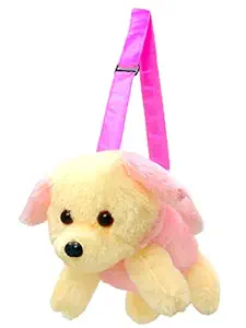 Cult Factory Baby Toys Bags Animal Dog Soft Toy Children Girls Cute New Latest Stylish Hand Held| Sling Bag for Girl, Boy, Baby Pink Colour Small Travel Backpack College Girls With Cross Body Adjustable Straps